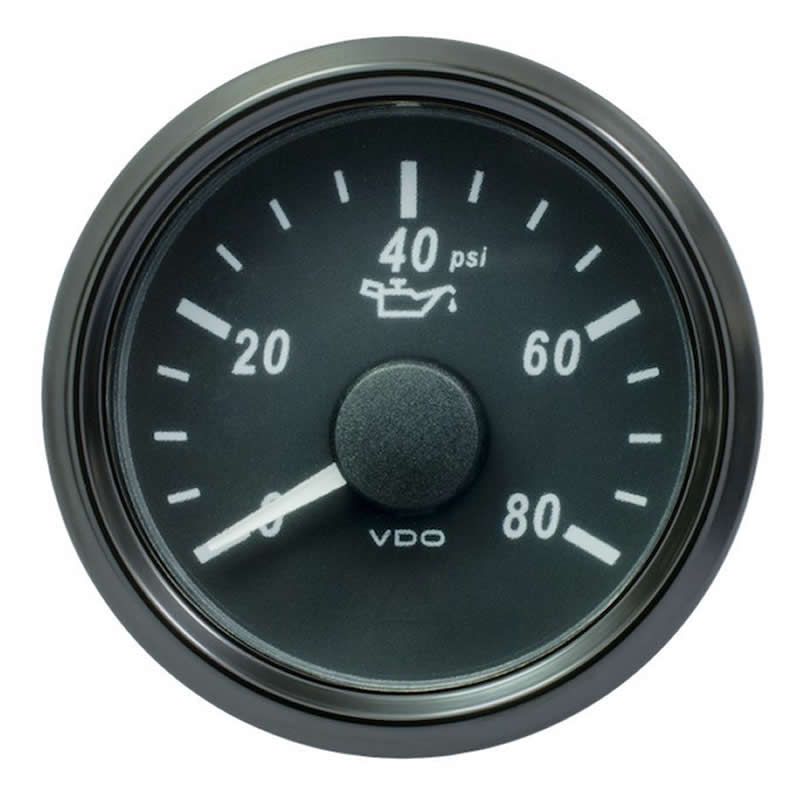 VDO SingleViu 0248 Engine Oil Pressure 80PSI Black 52mm gauge